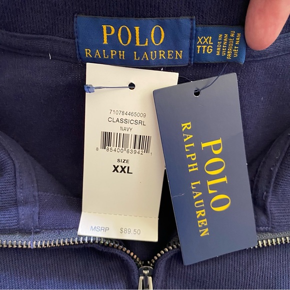 NWT Polo Ralph Lauren Classic Estate-Rib Quarter-Zip Pullover Men Size XXL Navy - Picture 5 of 15